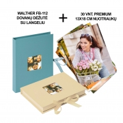 30 vnt. PREMIUM 13x18 cm nuotraukų + WALTHER FB-112 dovanų dėžutė su langeliu